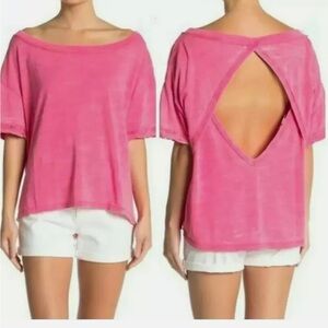 Nwt Free People Viola Open Back Hot Magenta Tee Shirt